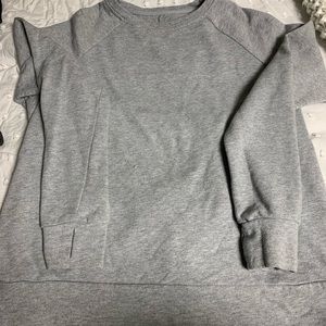 Open back gray sweatshirt